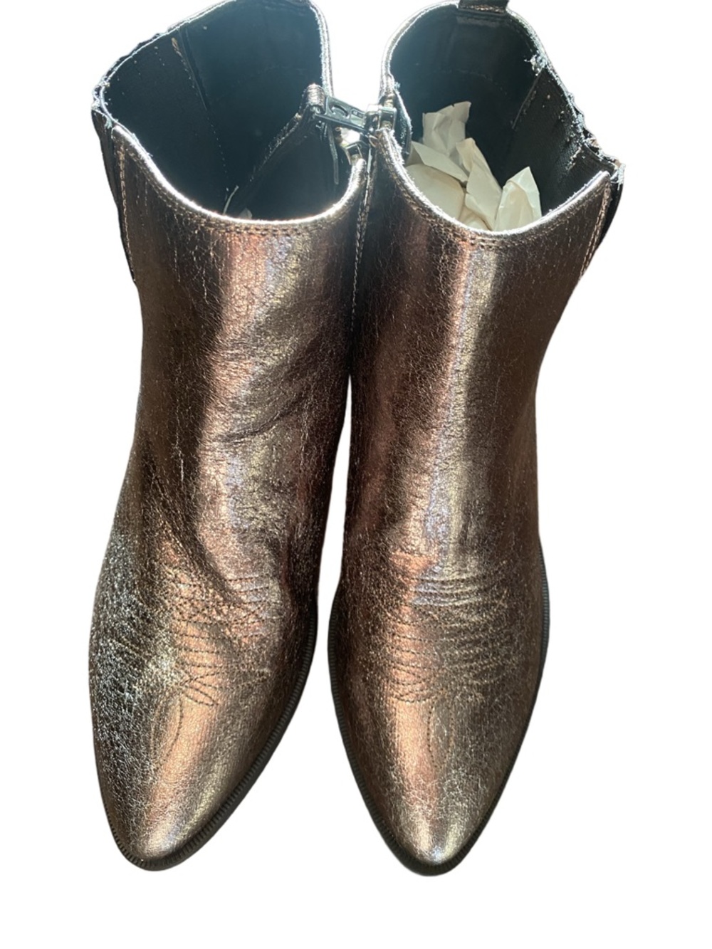 Circus by Sam Edelman Metallic Pewter Bronze Western Ankle Booties Size 10 - Picture 4 of 6